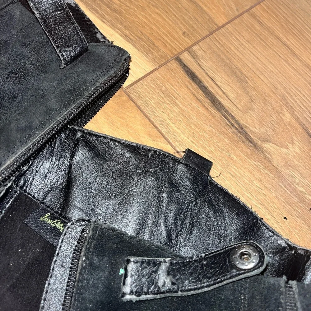 Sam Edelman Pembrooke Tall Riding Boots Black Leather Suede Back Zip Women’s 8
